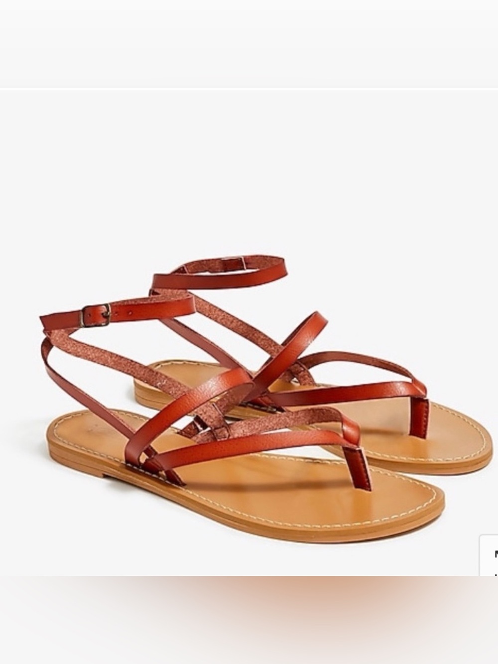 J Crew Factory Women’s Strappy Ankle Tie Sandals in Cognac size 6